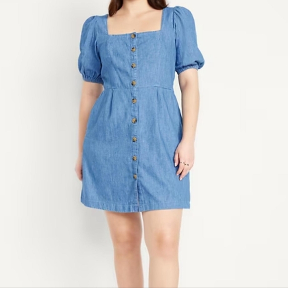 Old Navy Dresses & Skirts - Old Navy Puff Sleeve Denim Mini Dress NWT